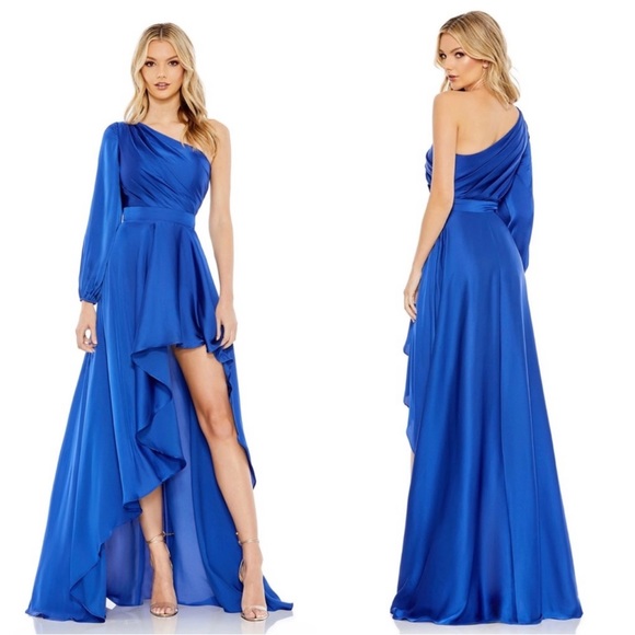 Mac Duggal Dresses & Skirts - ieena for mac duggal one shoulder high low blue gown maxi dress size 4 CL